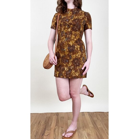 Vintage Parisian 1960's Mod Micro Mini Dress Short Sleeve Mid Century Modern 60s - Picture 3 of 8